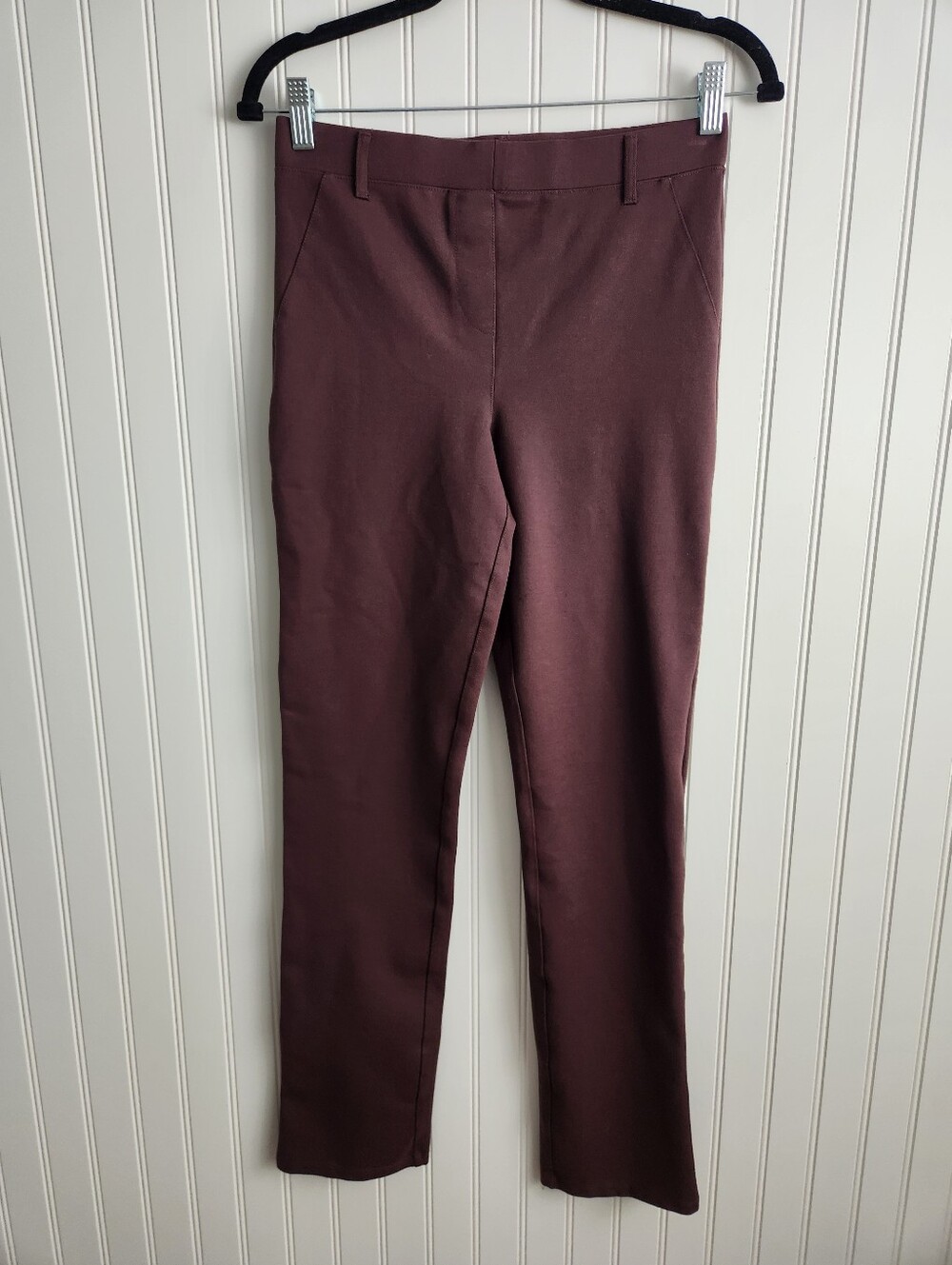 QUINCE Dark Brown Ultra Stretch Ponte Knit Straight Leg Pants Small